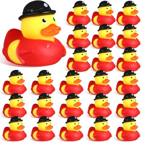 Sotiff Gummienten, 5,1 cm, coole Gummi-Enten-Badewanne für Partygeschenke, Geburtstagsparty, Geschenke, Strand, Sommer, Badewanne, Pool (Feuerwehrenten), 12 Stück