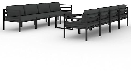 QJBSAVVA Lounge Tisch Outdoor Möbelsets Lounge Möbel Outdoor Gartenset Tisch Und Stühle - 9-TLG. Garten-Lounge-Set mit Kissen Aluminium Anthrazit für Garten Party Terrasse Balkon