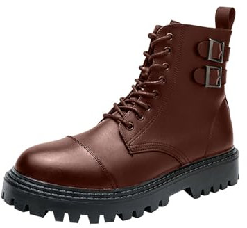 Generico Stivali Cowboy Donna Neri Stivali Estivi Donna Nuove scarpe da uomo in pelle laccata con tomaia in pelle britannica, casual da lavoro, da uomo Stivali Indianini Estivi Stivali (Brown, 42)