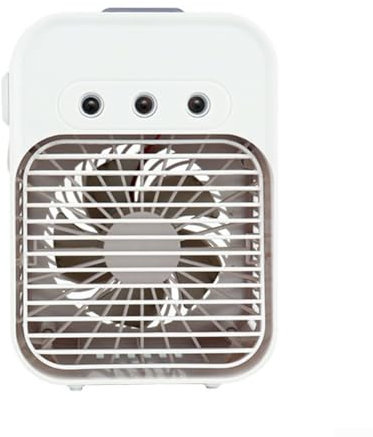 Humidificador portátil de escritorio, ventilador eléctrico recargable por USB, con 7 luces de colores, 3 ajustes de velocidad, tanque de 300 ml