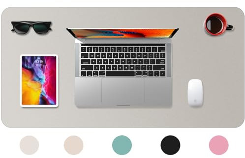 Zanfqvo Schreibtischunterlage 80x40cm - Mauspad XXL aus PU-Leder, Wasserdicht und rutschfest - Multifunktionales schreibunterlagen - tischunterlage für Büro/Home/Laptop (Grau)