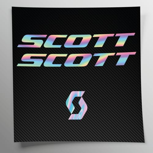 Stickersland® Scot Aufkleber-Set, kompatibel mit Rahmen für Mountainbike, Mountainbike, Holographiehelm, Aufkleber mit Logos