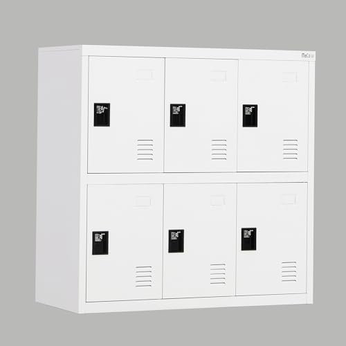 MECOLOR Armoire de Bureau en métal de 4,6,9 Portes - Petit casier - pour Chambre à Coucher - Cube - pour Le Salon et l'école - Organiseur de Rangement pour Enfants (Blanc Plein N6D)