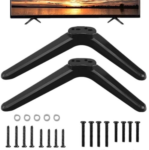 Universal TV Base Pedestal Feet TV Stand Legs Feet Table Top Replacement Pedestal Riser for roku Tv Flat & Curved Screen for 32 40 49 50 55 Inch LCD LED Plasma Flat Screen, Quick Installation