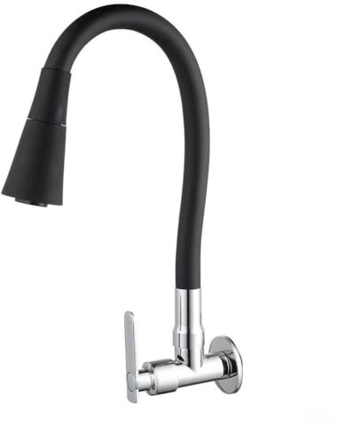Snowchecking Grifo de cocina giratorio montado en la pared, grifo de agua fría, boquilla giratoria, aleación de zinc, lavabo, balcón, lavaplatos