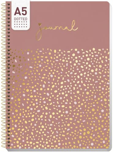 paper&you® Journal A5 dotted - Spiral-Notizbuch Glamour Dots | 160 nummerierte Seiten mit Punktraster & 100 g/m²-Papier - hübscher Notizblock mit Spiralbindung für flaches Aufliegen