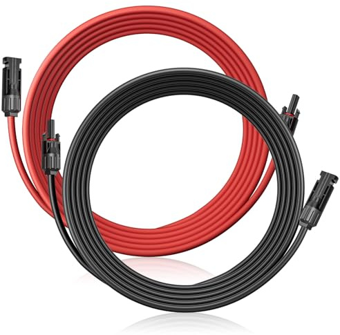 Solar Cable 6 mm² Extension 3M with Solar Plugs for Photovoltaic Systems - UV-Resistant, TUV, VDE Certified (Red/Black) 6 mm²3M