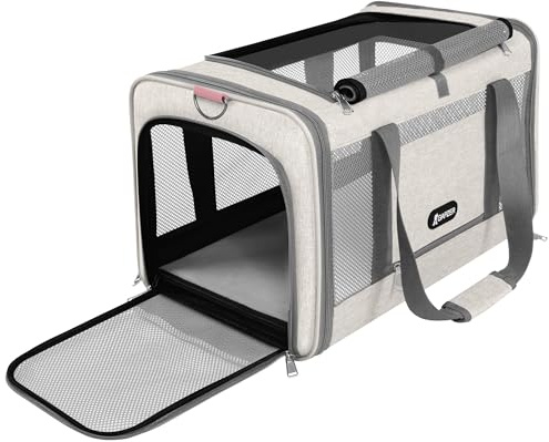GAPZER Katzentragetasche, amerikanische Fluggesellschaft, zugelassen, 45,7 x 28,9 x 28,9 cm, Öffnung oben, stabile weiche Haustier-Tragetasche, durchsichtig, Mini-Hundehütte, Hundehütte, 4-seitige