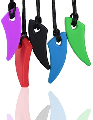 Collier à mâcher anti-stress pour enfants TDAH (Lot de 5) - Colliers sensoriels pour enfants et adultes - Aide pour dentition, autisme, TDAH - Sans BPA