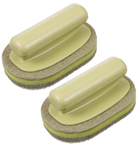 dishcloth， 2Pcs Kitchen Cleaning Sponge, Tile Scrubber with Short Handle,Dish Washing Sponge Dishwashing Brush Wall Scrub Brush