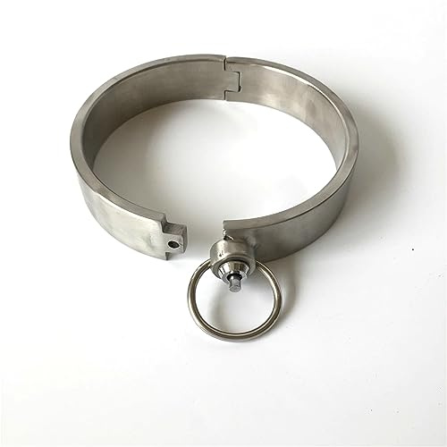YAXZA Schwer Metall Halsband Halsreif mit Schloss Bondage Sklaven Edelstahl Halsfessel mit O-Ring Erotik Unisex Sklavenspielzeug BDSM Slave Fetisch Sexspielzeuge Für Männer Frauen Paare,Männlich