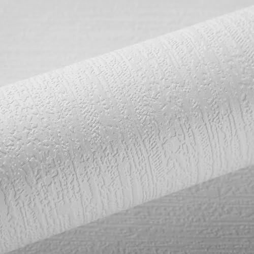 Anttyscar White Textured Paintable Wallpaper Embossed Textured Stripe Wallpaper for Living Room Bedroom Hallway