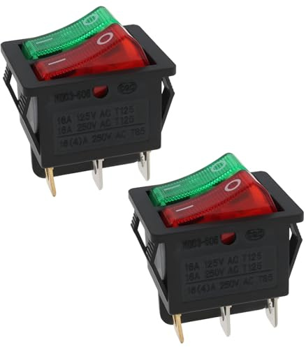 YINETTECH 2 Stück 6-poliger Wippschalter KCD8-21 Rot+Grün Doppel-Boots-Leistungsschalter 15A 230V / 30A 125V für Automobile Und Schiffe
