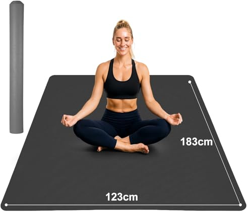 Stepwaver XXL-Fitnessmatte Sportmatte rutschfest,183x91x0.6cm Yogamatte | 183x122/213x146/243x146cm Trainingsmatte für Heimstudio & Garagenboden,ultra-langlebig,Große Yogamatte für Home-Workouts