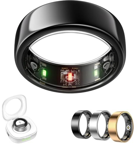 Horizon Smart Ring, Erster Schlaf & Echtzeit-Herzfrequenzmonitor, IP68 Wasserdicht & Staubdicht, Fitness-Gesundheits-Tracker, für Training, Außensport & tägliche Aktivitäten (10#19.8mm,Schwarz)