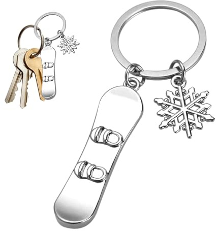 Snowboarder Schlüsselanhänger - Snowboard Anhänger aus Metall | Schneeflocke | Zubehör für Wintersport | Geschenk | Fanartikel | Outdoor Deko | Schlüsselanhänger für Liebhaber