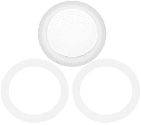 EXAOMBLE Ersatz Dichtungsringe für Espressokanne und Kaffeekanne Silikondichtung mit Aluminiumfilter 3 Silikonringe und 1 Sieb Zubehör für Italienische Espressomaschinen 50 ml