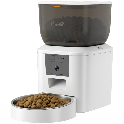 PawHut Futterautomat Katze 2,4G WiFi 4L mit Kamera für Katze und Hund | Katzenfutter Automat, App-Steuerung, Nachtsicht, 1–10 Mahlzeiten pro Tag, Zwei-Wege-Audio