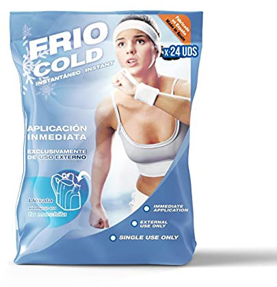 PRACTICOSA Poche de Froid Instantané Sac hygiénique à usage unique. Sensation rapide et immédiate pour un usage externe. Compresses froides polyvalentes. 14x19cm. 24 unités