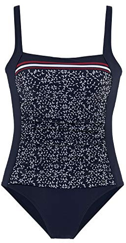 Lascana Damen Badeanzug mit Farbverlauf, gekreuzten Bändern im Rücken, Softcups, Shaping-Einsatz für eine schlanke Silhouette