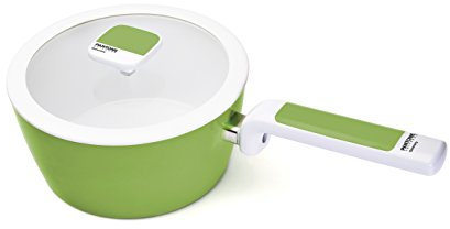 Moneta Pantone Greenery Casseruola 1 Manico con Coperchio, Alluminio, Bianco, 20 cm