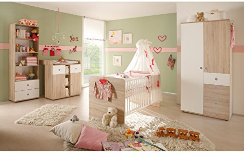 möbelando Babyzimmer Kinderzimmermöbel Komplettset Babymöbel Set (4-teilig) Floris II