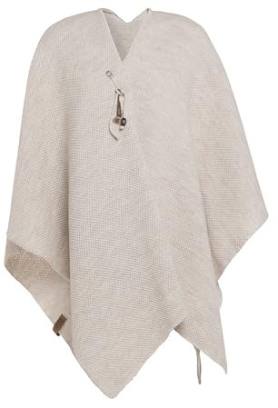 KNIT FACTORY - Jazz Poncho - Elegant Gestrickter Damen Cape - Wickelschal mit Wolle - Hochwertige Qualität - Beige