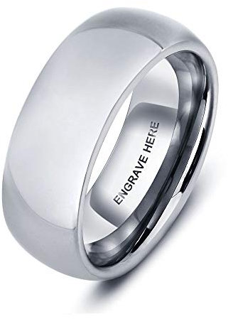 Grand Made Silber 8mm Wolfram Stahl Personalisierte Ringe Damen Herren für Männer Frauen Bandring Ehering Trauringe Weihnachten Hochzeit Engagement Geschenk (Silver, 58 (18.5))