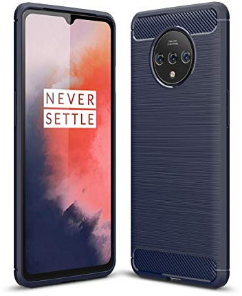 Cruzerlite für OnePlus 7T hülle, Kohlefaser Textur Design Abdeckung Anti-Scratch Stoßdämpfung Schutzhülle für OnePlus 7T Case (Blue)