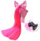 3T-SISTER Pink Helm Pigtails mit Bow Knot 14 Zoll Helm Pferdeschwanz Dekoration für Motorrad Fahrrad Ski Helm Zubehör Wiederverwendbare Saugnapf Strass Design