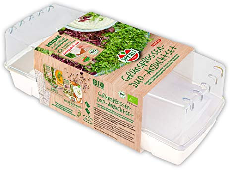 Sperli BIO Microgreen Duo-Box 85014 Anzuchtset mit Bio-Saatgut & wiederverwendbarer Anzuchtschale, Keimsprossen & Microgreens, Grow-Set für frische Kräuter und Gemüse