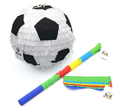 Nislai Pinata Fussball Party Set | Piñata Fußball | Pinata Geburtstag | Geschenkidee | Inkl. Pinata Maske & Pinata Stab