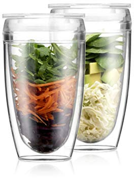Bodum PAVINA to GO Set 2 gobelets Double paroi Plastique, avec Couvercle hermétique, 40 cl