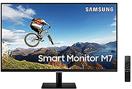 Samsung Smart Monitor M7 32’’ en resolution UHD 4K. Le 1er écran tout-en-un pour accéder facilement à vos applications de divertissement et travail