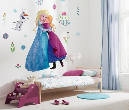 Disney selbstklebende und konturgeschnittene Vlies Fototapete von Komar - Frozen Nordix Summer XXL - Größe: 127 x 200 cm - Wandtattoo, Kinderzimmer, Mädchenzimmer, Lebensgross