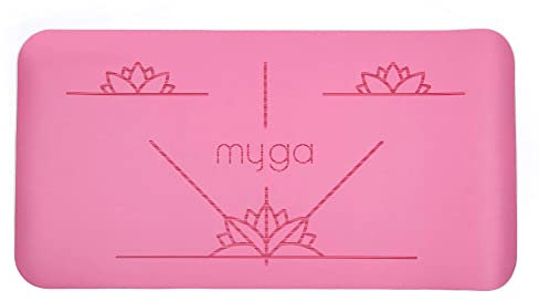 Myga Alignment Yoga Pad Mat - Cuscinetti Antiscivolo per un'ammortizzazione Extra con Il Ginocchio - Supporto per Gomiti e Mani (Rosa)(66 x 34 cm - 5 mm di Spessore)