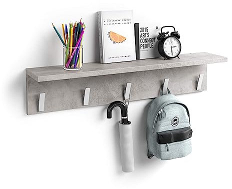 MOBILI FIVER, Rachele Wandgarderobe, 80 cm, grauer Beton, Made In Italy