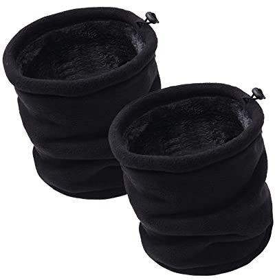 HGDGears Unisex Winter Outdoor Thermal Snood Fleece Ski Neck Warmer for Mens Womens(Black+Black)