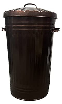 KetoPlastics 45 Litre Copper Bronze Galvanised Retro Slim Metal Bin