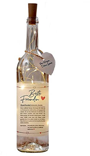 Himmelsfluesterer - LED Flaschenlicht Nr. 1 Definition mit süßem Definitions-Spruch | Dekoflasche mit LED Licht | Geschenk Beste Freundin Geburtstag | inkl. Batterien