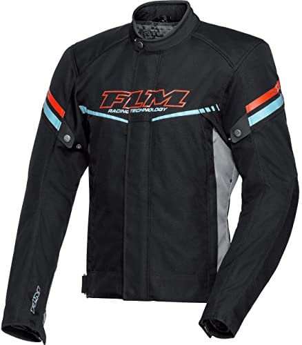 FLM Motorradjacke mit Protektoren Motorrad Jacke Traction Textiljacke schwarz/rot M, Herren, Sportler, Ganzjährig, Polyester