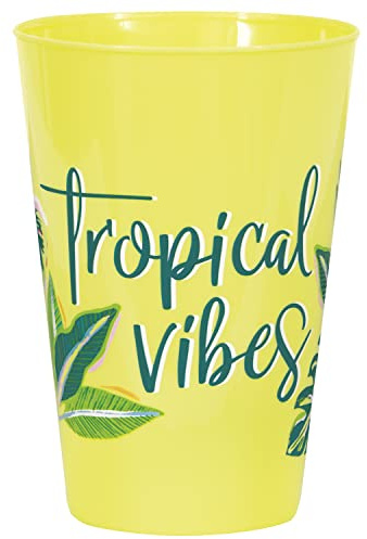 Unique 20946 Lot de 6 gobelets en plastique Motif feuilles tropicales Multicolore 473 ml