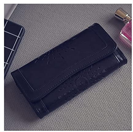 LIOONS Portemonnaie Vintage Pu-Leder-Geldbörse Damen-Kartenhalter mit großer Kapazität, tragbar, praktisch, Lange Münzen, hohl, langlebig Geldbörse