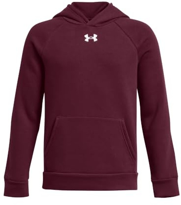 Under Armour Boys' Rival Fleece Hoodie, (609) Maroon / / White, S