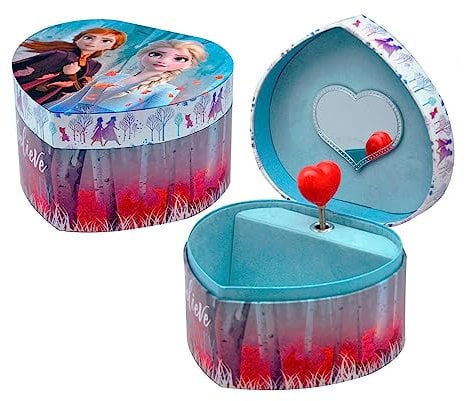 Portagioie carillon, Disney, Frozen II, Elsa e Anna, portagioielli a forma di cuore, 14,8 x 13,5 x 8,6 cm