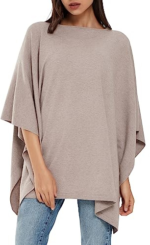 PULI Damen Pullover-Poncho Elegant Strick Locker Geschnittenes | Büro, Reisen, Abendlooks, Alltag,Fixierschlitze halten Poncho sicher. Einheitsgröße Gr. 36–44, 158–172 cm