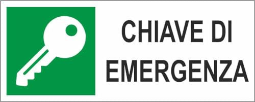 M-ITALY CARTELLO SEGNALETICO UNI - CHIAVE DI EMERGENZA - Adesivo Extra Resistente, Pannello in Forex, Pannello In Alluminio (15x6, Adesivo)