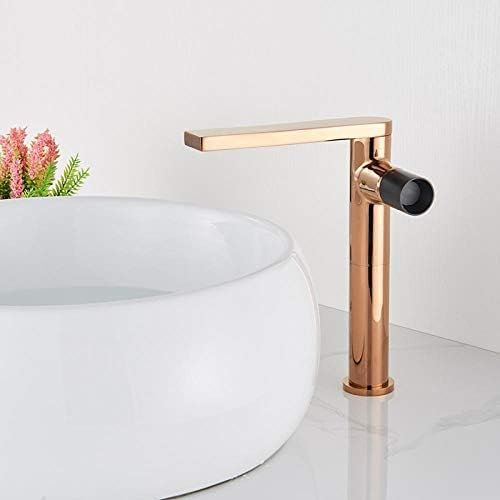 Waschtischarmaturen, Modernes Badezimmer, Waschbecken-Wasserhahn, 360 Drehbarer Auslauf, Badezimmer-Waschbecken, Kran, Kalt- Und Warmwasser-Mischbatterie, Schwarz,Roségold
