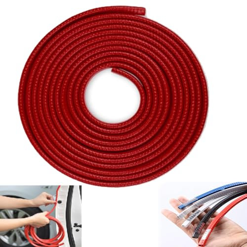 FaJoek Kantenschutz Autotür 5M, Auto Gummidichtung Kantenschutz, Kantenschutz Gummi Auto, Autotürdichtung, Autoschutz Türkantenschutz, Kantenschutz für Bleche, Auto Zierleisten (Rot)