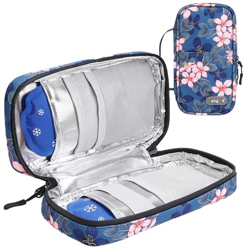 OVAKIA Frio Kühltasche Klein Insulinkühler (Rosa Blume)